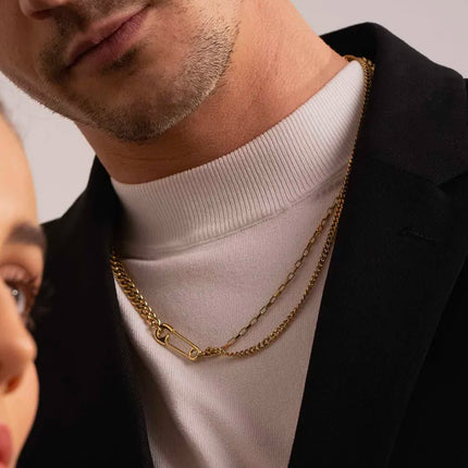Collier Joshua - UNISEX - épingle et mailles