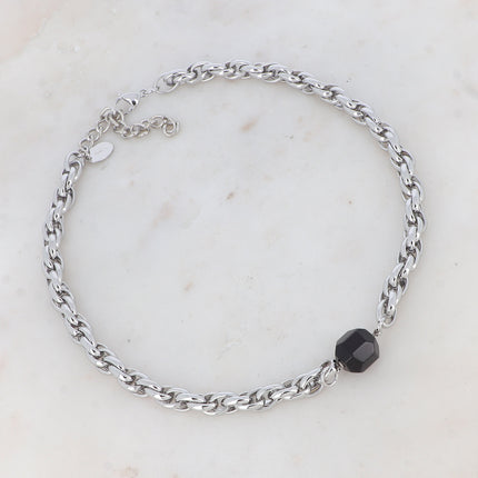 Collier Ava - UNISEX - maille torsadée et pierre naturelle