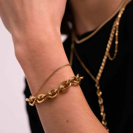 Bracelet Kim S - UNISEX - maille double fine 20 cm