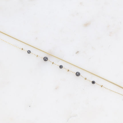 Bracelet 2 rangs Mélisandre - chaîne fine avec oxydes de zirconium et maille miroir