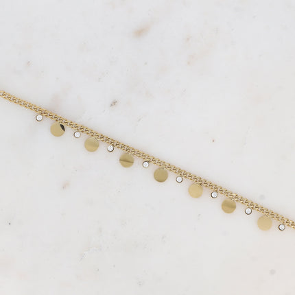 Bracelet - maille gourmette, pastilles rondes et cristaux