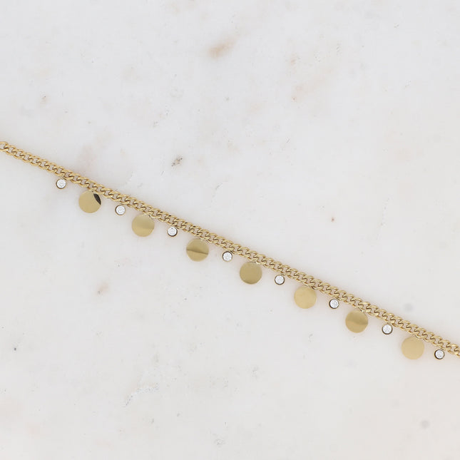Bracelet - curb chain, round beads and crystals