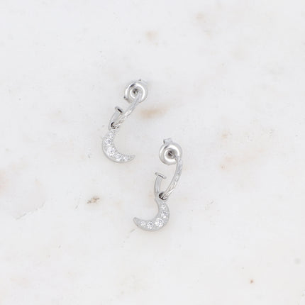 Laya Creole earrings - moon and zirconium oxides