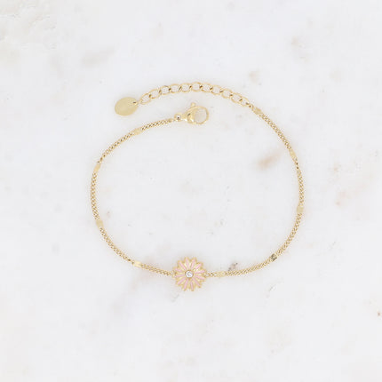 Bracelet Aloysia - marguerite aux pétales émaillées et oxyde de zirconium