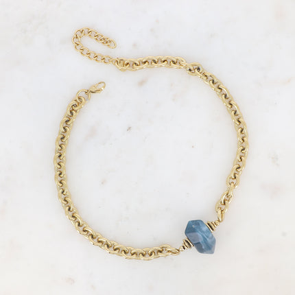 Collier Valentiane - maille épaisse et morceau d'acétate coloré