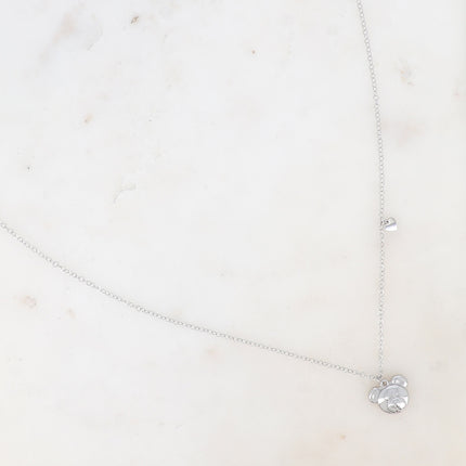 Collier Rosa - nounours et pampille coeur