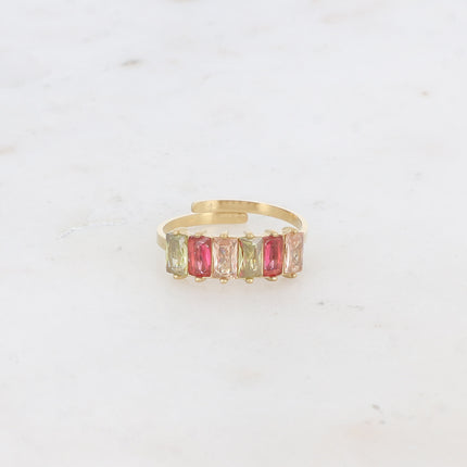 Bague - 6 cristaux rectangulaires