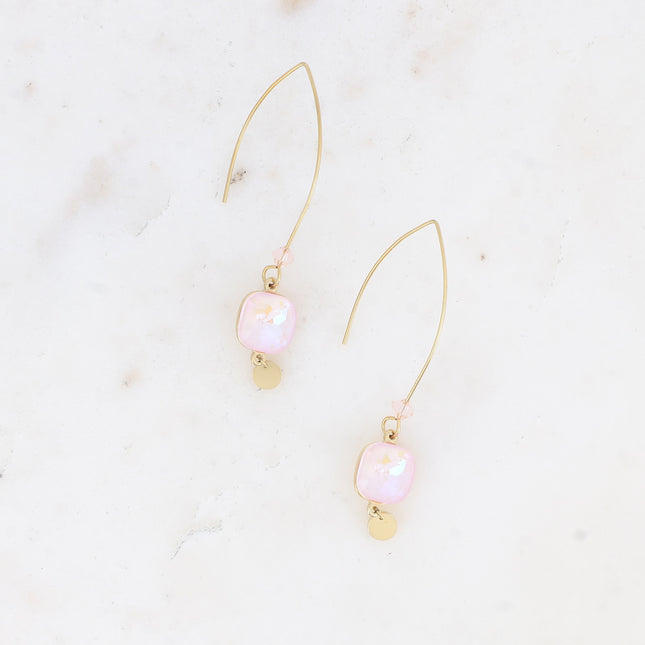 Boucles pendantes Aléa - cristaux 10 mm et toupie