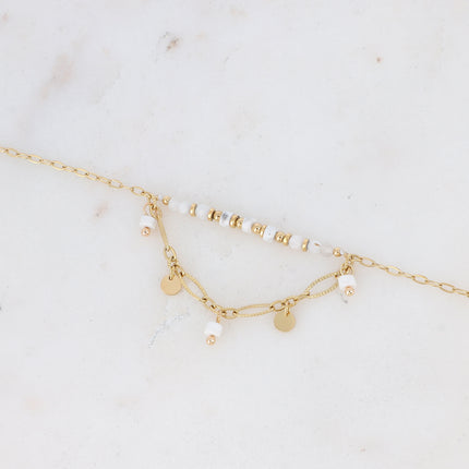 Amber Bracelet - 2 chains and natural stones