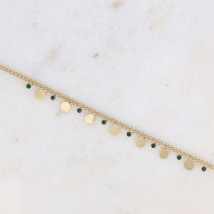 Bracelet - maille gourmette, pastilles rondes et cristaux
