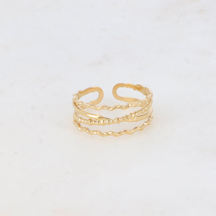 Bague Délia - lignes texturées et entrelacées