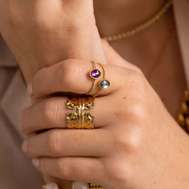 Jaylon ring - braided wicker effect and bars