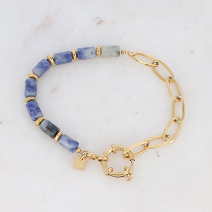 Bracelet maille et perlé en pierre naturelle