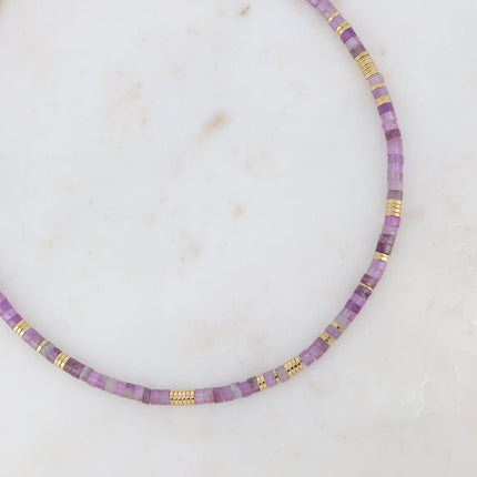 Collier Olivine avec pierres naturelles et perles rondelles