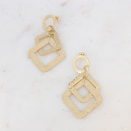 Stud earrings - geometric shapes with a brushed effect