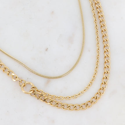 Collier Maël - UNISEX - maille gourmette et forçat + maille serpent raccordable