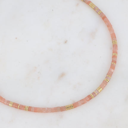 Collier Olivine avec pierres naturelles et perles rondelles