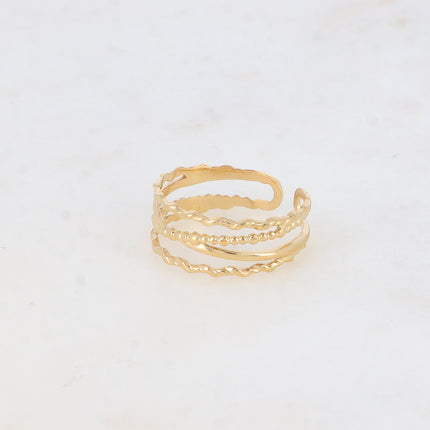 Bague Délia - lignes texturées et entrelacées