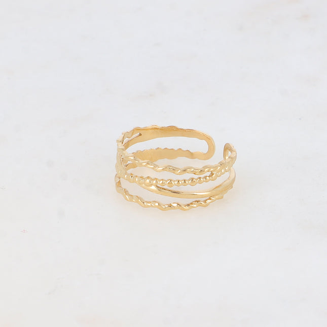 Bague Délia - lignes texturées et entrelacées