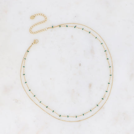 Collier Dua - 2 rangs avec perles émaillées
