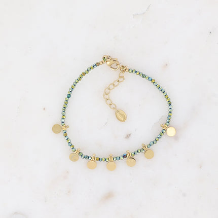 Bracelet - pâtes de verre et pampilles rondes
