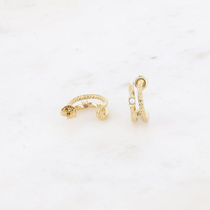 Caitríona hoops - double ring and cubic zirconia/resin pearls